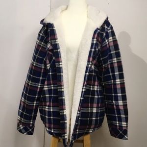 Cozy Sherpa-lined plaid jacket